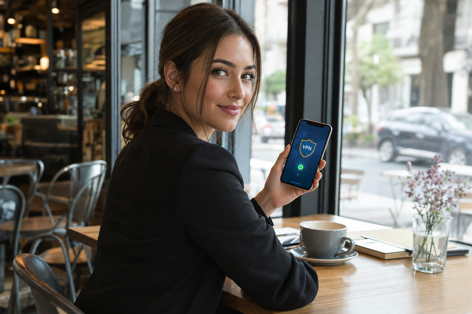 Using VisionGuard on public Wi-Fi at a café