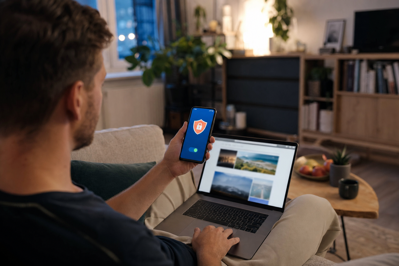 Remote worker using VisionGuard at home